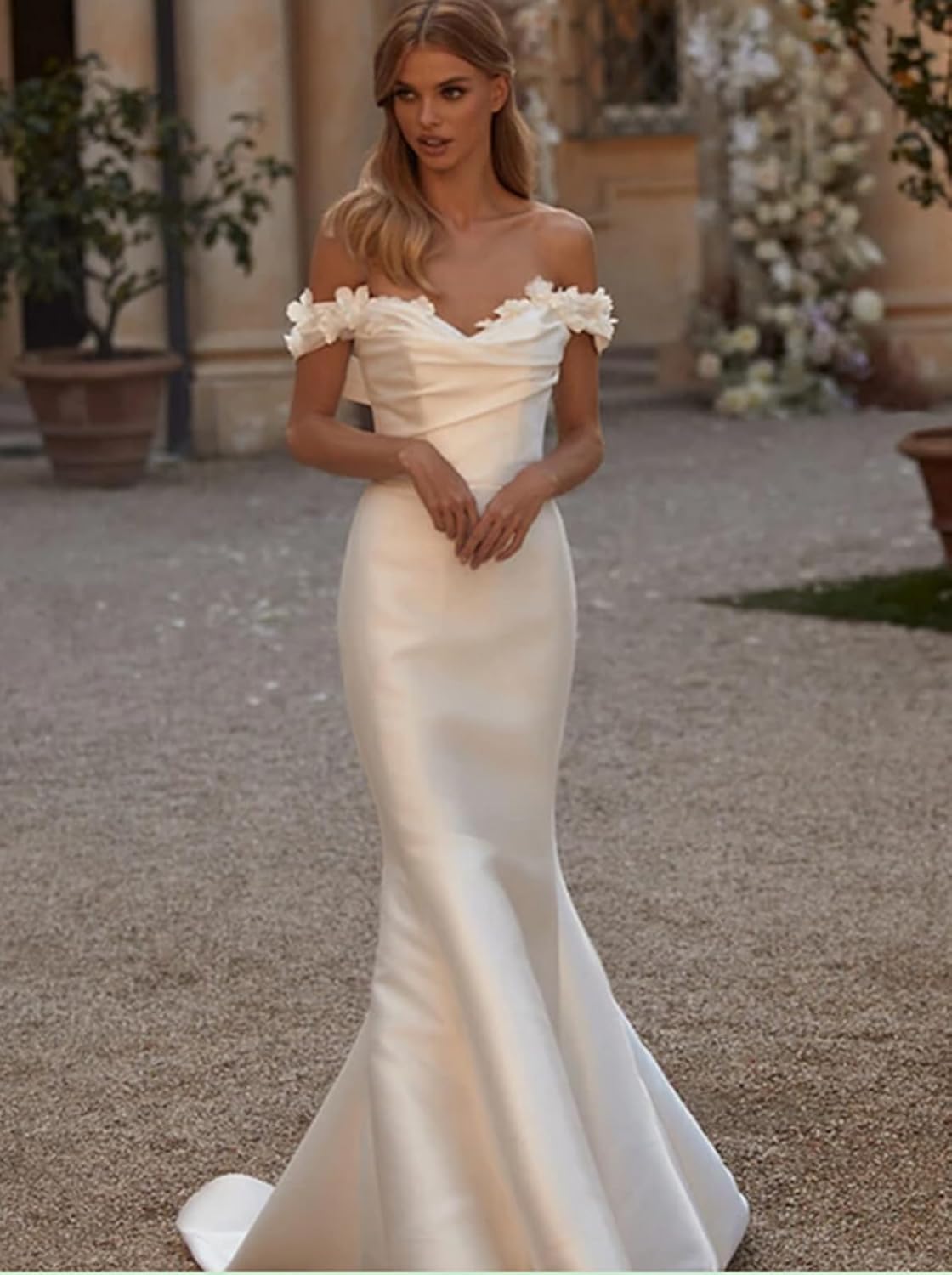 Abito Da Sposa Sirena Con Maniche Lunghe In Tulle - Avorio, Taglia 36, Con Treno Per Cerimonia Civile - Foto 6