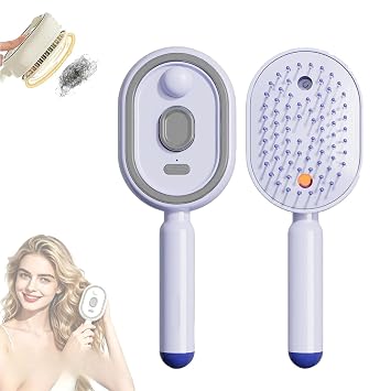 Electric Spray Massage Comb, Upgraded Hair Straightener Electric Steam Brush for Hair, Hot Comb Hair Brush USB Rechargeable Detangling Steam Brush with Water Spray purple