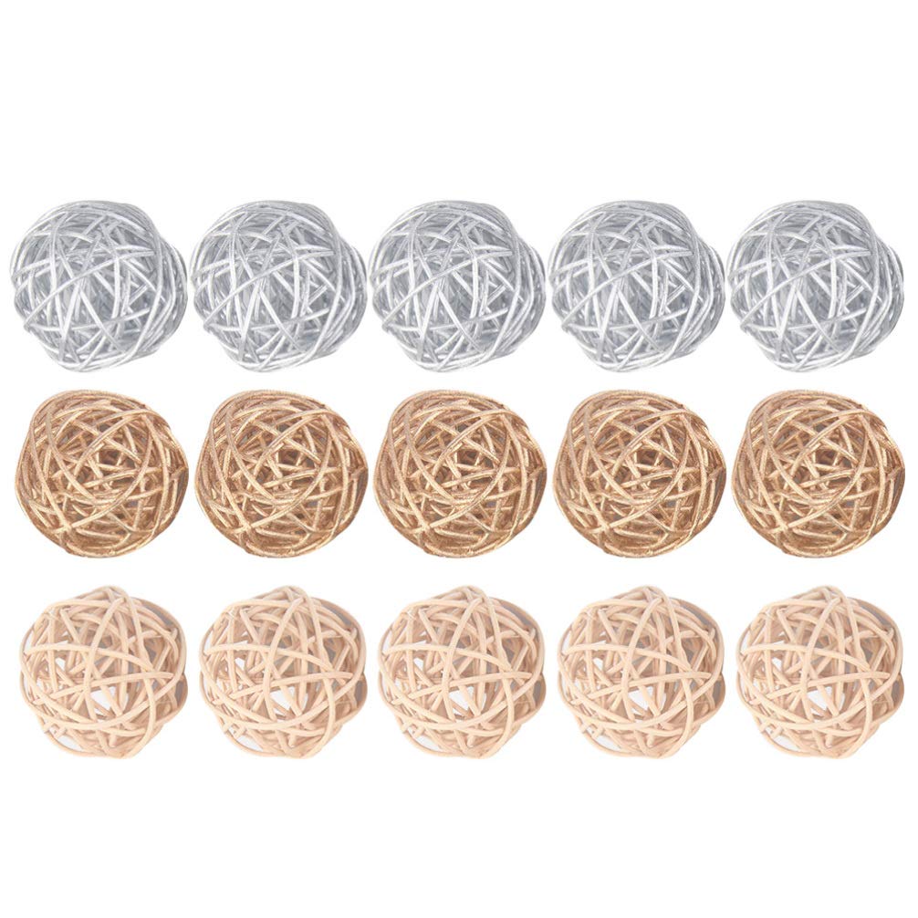 zorpia 15 palline in vimini da 5 cm, per riempire vasi, decorazioni per la casa, albero di Natale, giardino, matrimoni, feste, tavolini, fai da te (bianco beige caffè