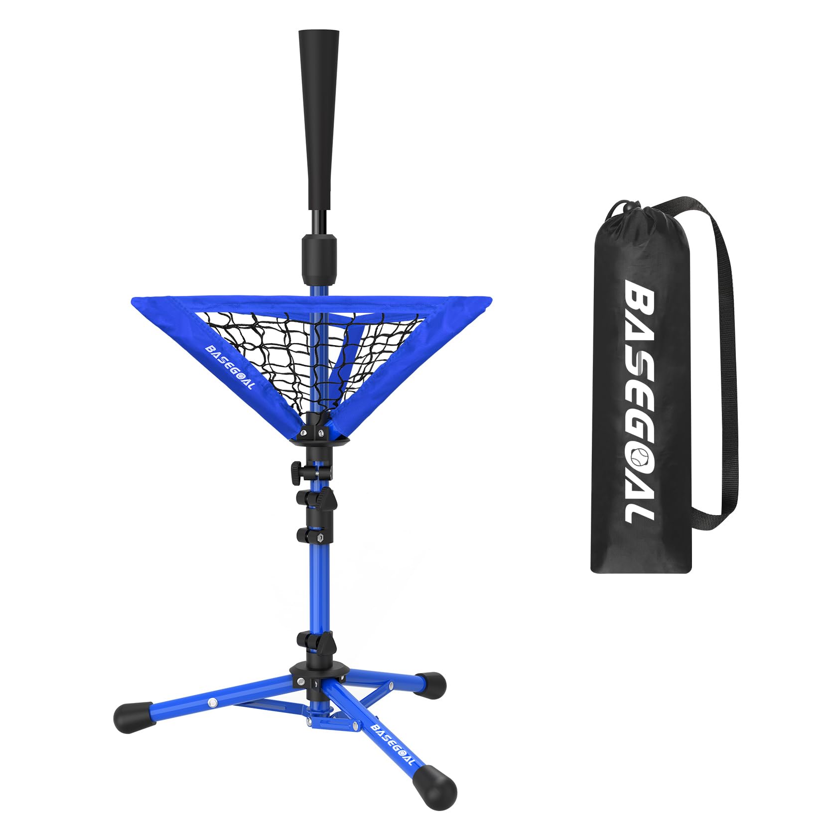 BaseGoal Baseball Tee for Kids,Batting Tee+Ball Caddy Set,Softball Tee,Youth Hitting Tee,Teeball Tee,Easy Adjustable Height and Carry Bag