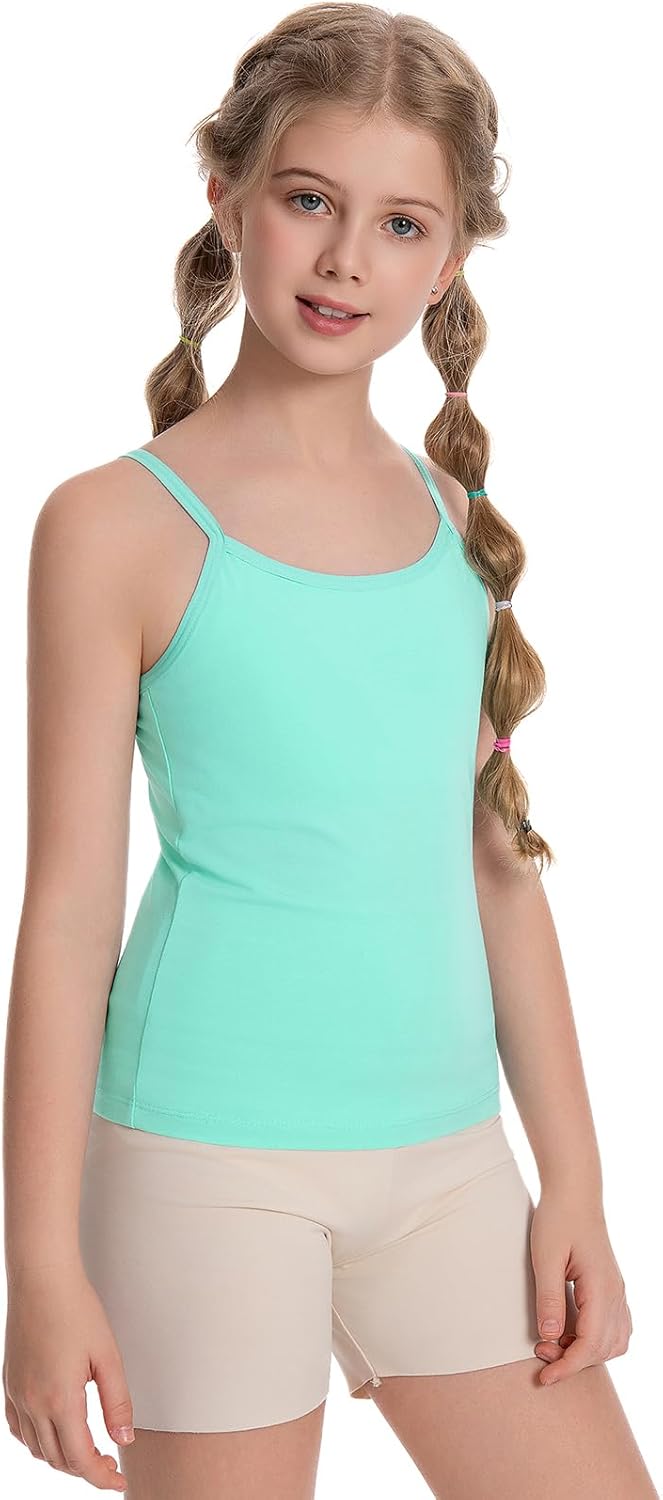 Ullnoy Training Bras for Teens Girls Breathable Undershirts Size 6-12 Girls Camisole Undershirts with Shelf Bras Tank Top