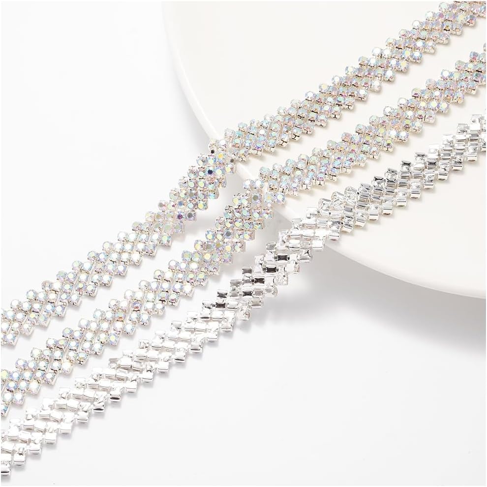 1 Yard Rhinestone Trim, Crystal Rhinestone Chain Applique, Ideal for DIY Decoration and Wedding Clothing Embellishments