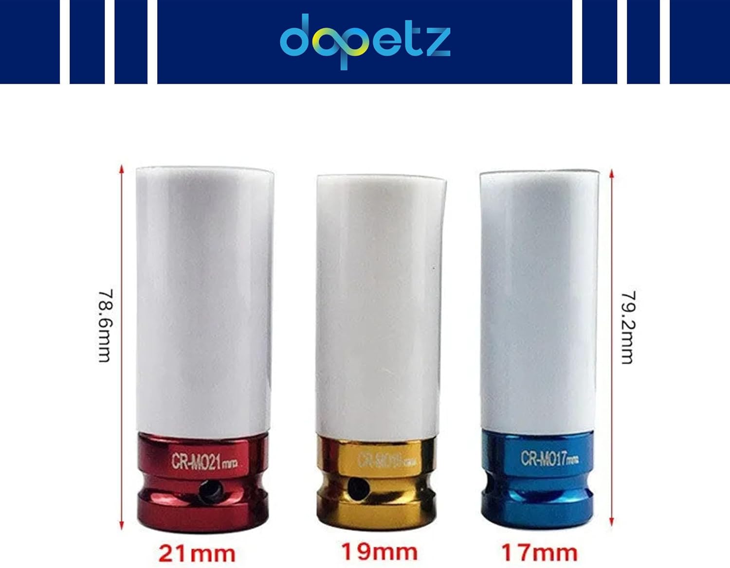 Dapetz ® Wheel Nut Impact Socket Set, Thin Wall Deep Impact Sockets 1/2" Drive, 17mm 19mm 21mm, Perfect Tool for Professional and DIY Use, Ideal for Garage