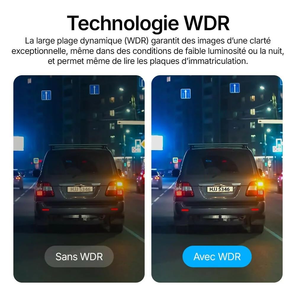 Oryzom Dashcam 4K Pro – Enregistrement Ultra HD avec caméras Avant/arrière, Vision Nocturne et Surveillance 24h/24(Câble abaisseur 1080P+ACC)