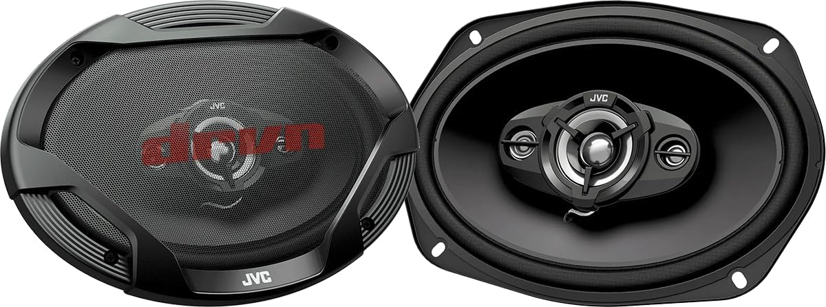 JVC CS-DR6942 DRVN Series 6 x 9 4 Way Car Speakers, 550W Peak Power, 90W RMS, 4 Ohm, 50mm Midrange, Dome Tweeter & Super Tweeter, Includes Cover