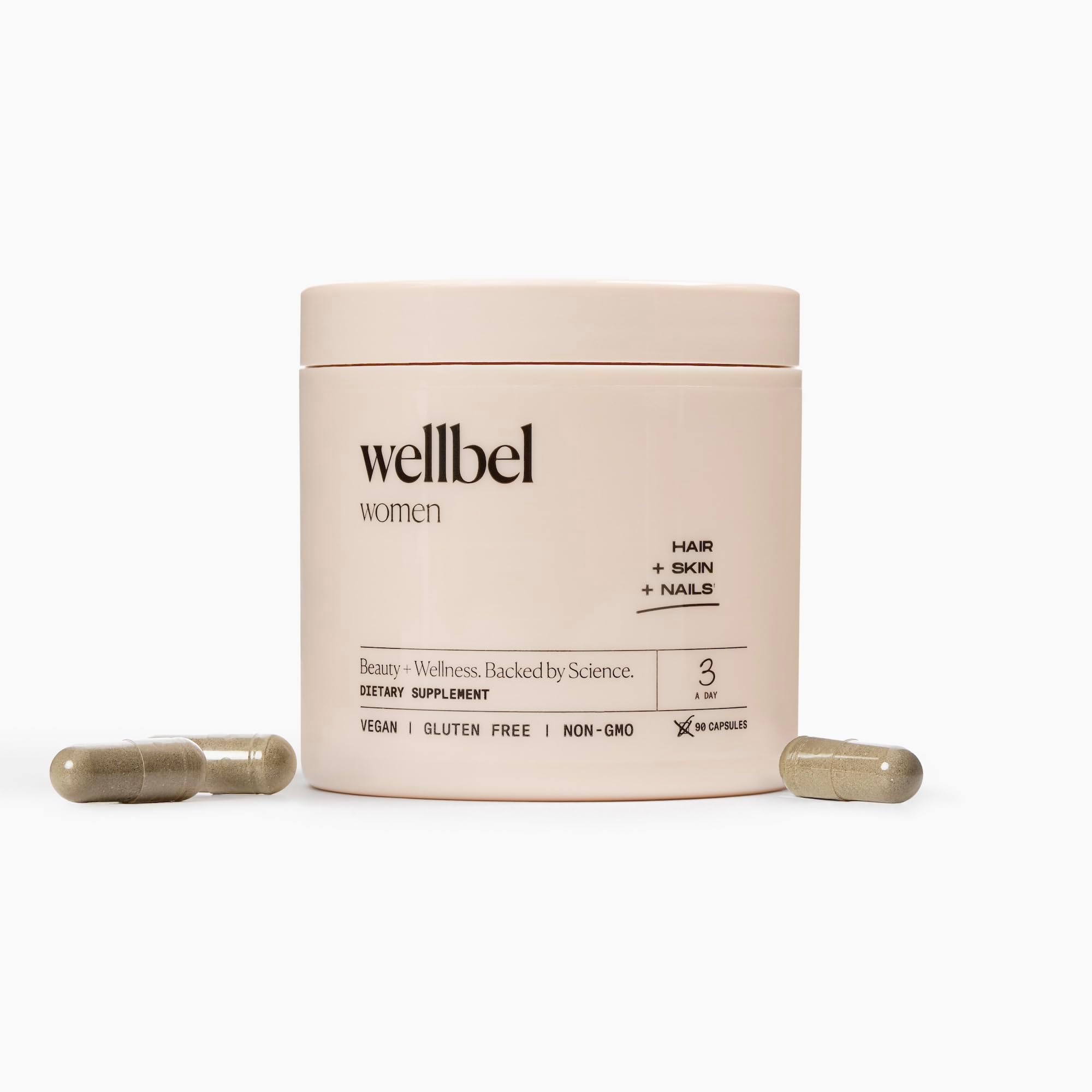 WELLBEL Women Clean Supplement for Hair, Skin, and Nails, Vegan, Gluten Free and Non GMO 90 Count