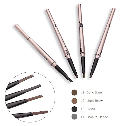 Miniatura 7 de 2 unidades Lápiz de cejas maquillaje impermeable de cejas con extremos duales kit profesional de mejora de cejas con cepillo de cejas marrón oscuro 1