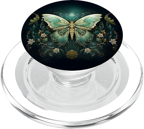 Vista 7 de PopSockets PopGrip estándar inspirado en luna celestial floral inspirada en la polilla de Luna