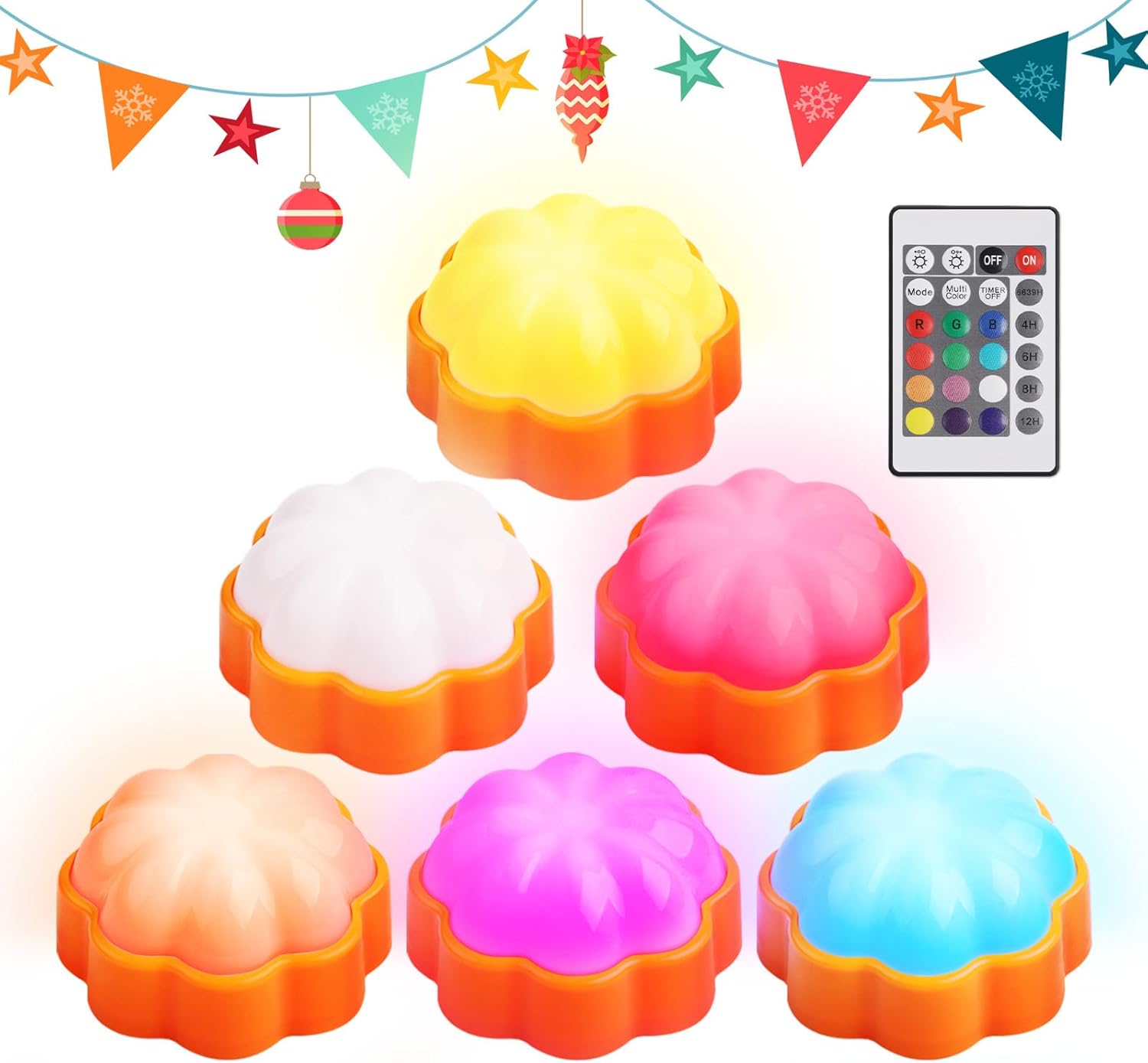 Alupssuc 6 Pack Pumpkin Lights with Timer, Color Changing
