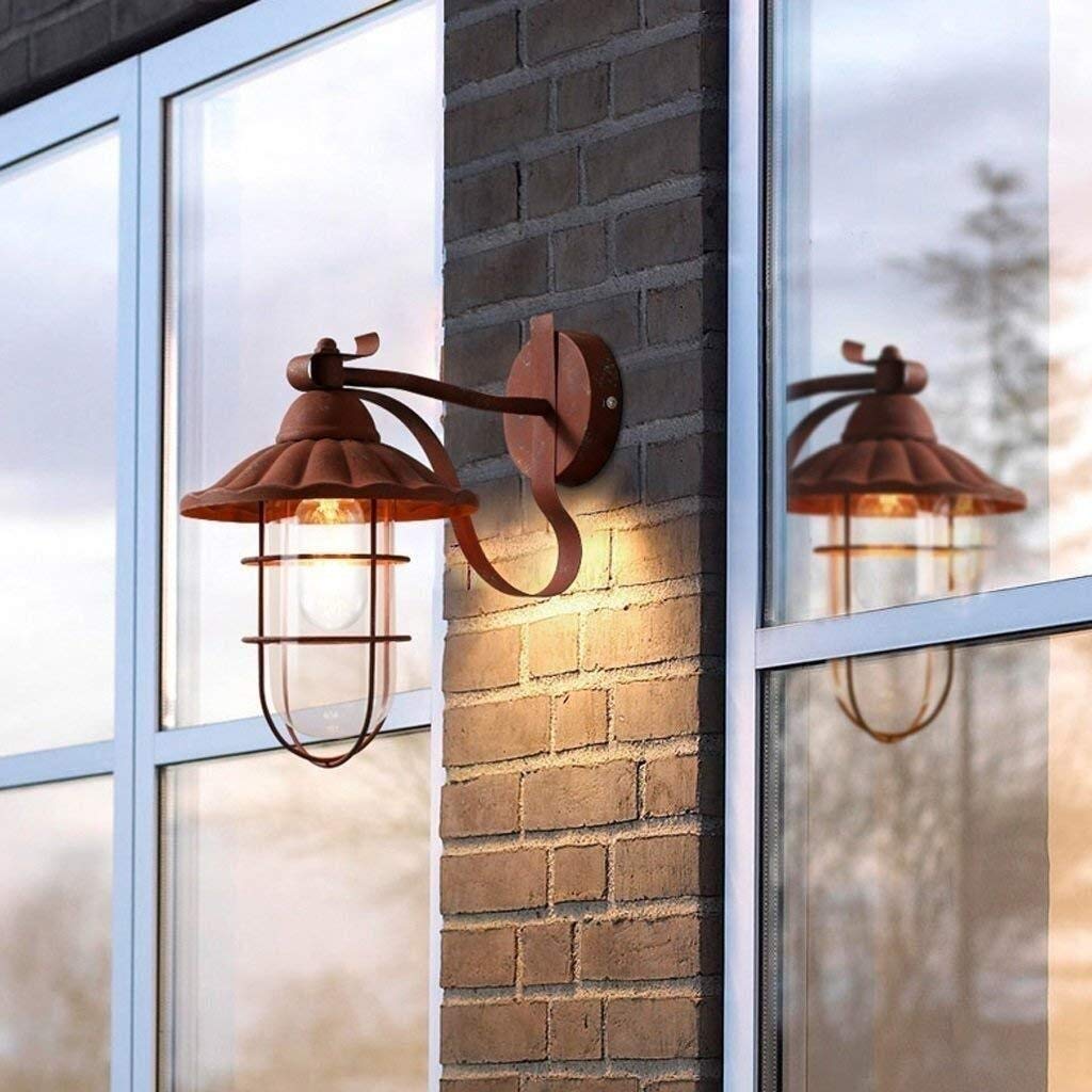 Lanterna da Parete Faretto da Parete Retro Ruggine per Esterni Lampada da Parete in Ferro battuto Rosso Vento Industriale Sala da Pranzo Lampada da Parete per caffetteria Personali