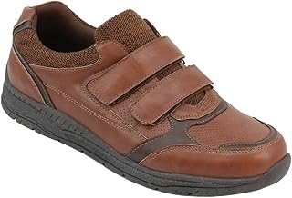 Truflex Men's Wide Fit Touch Fasten Trainers for Comfortable Walking with Cushioned Support & Slip Resistant Sole