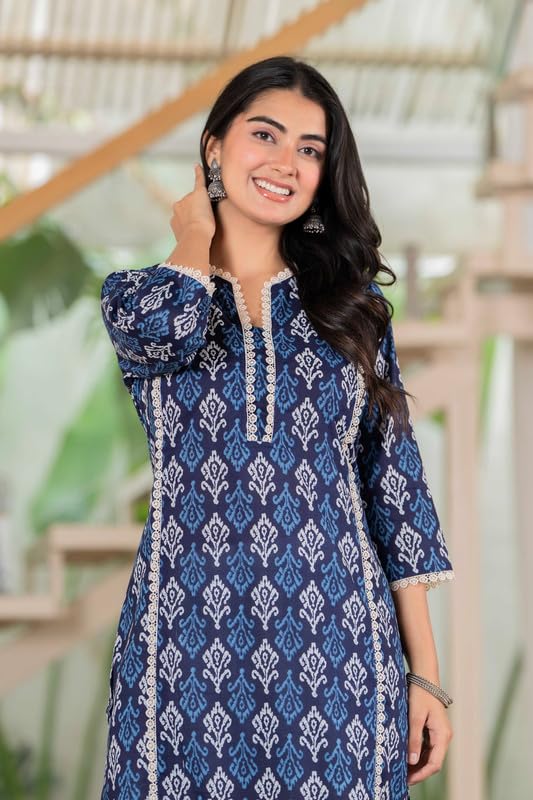Image of Women's Pure Cotton Floral Printe Straight Single Kurti