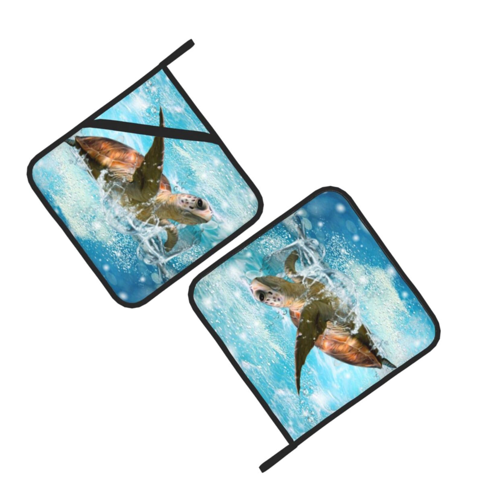 Sea Turtle Printed Oven Pot Holders Set of 2 Pcs Heat Resistant Kitchen Microwave Potholders for Cooking Baking Grilling
