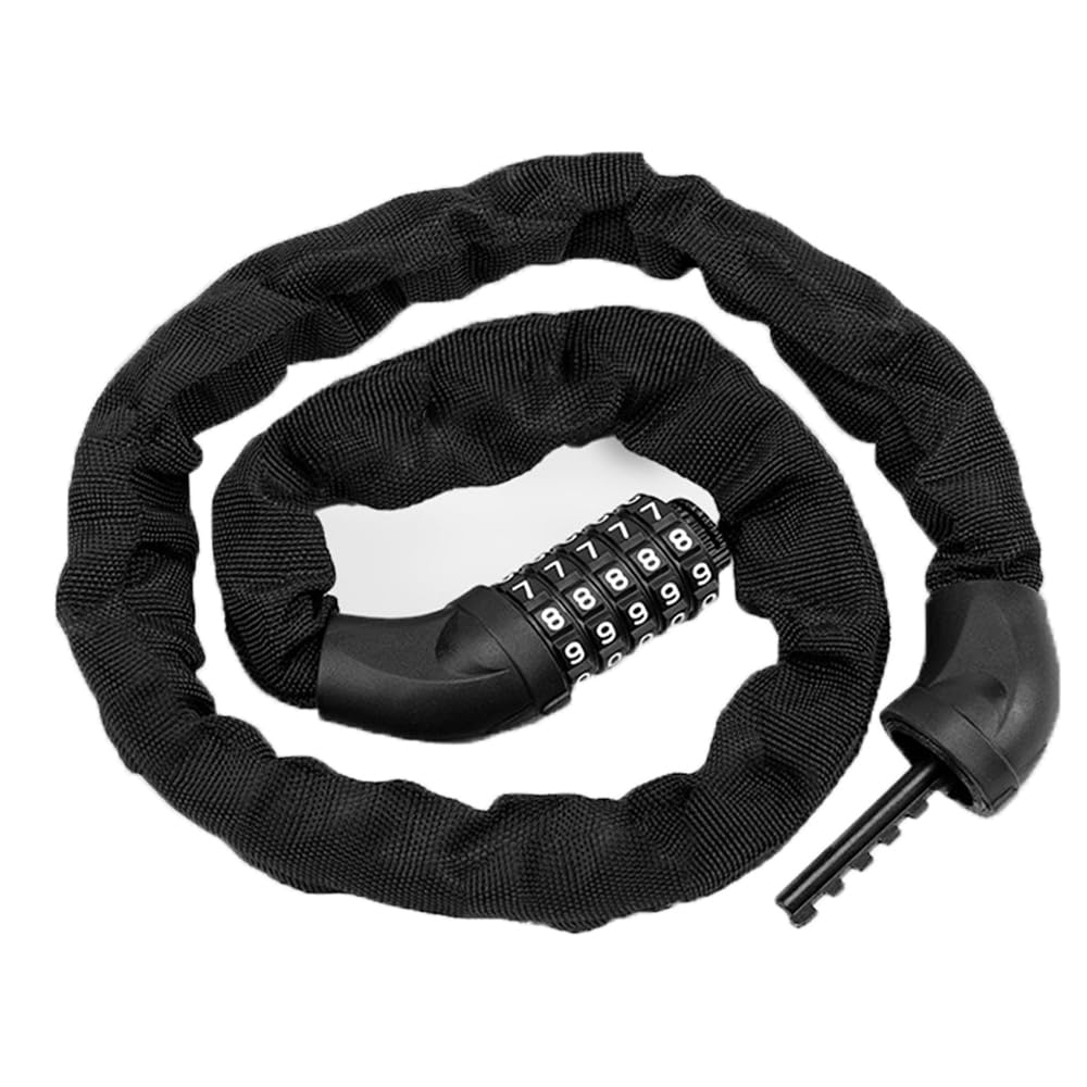 Bike Lock Combination, 1.2m x 6mm Heavy Duty Bike Chain Lock with 5-Digit Resettable Code - High Security Cut Resistant Bicycle Lock for eBike, Motorcycle, Scooter, Gate & Door
