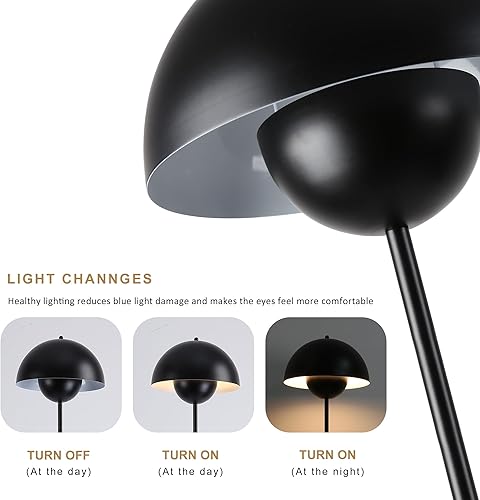 Miniatura 2 de SUNLLOK Lámpara de pie negra para sala de estar, pantalla industrial de cúpula de metal con interruptor de pie, moderna lámpara de pie de lectura