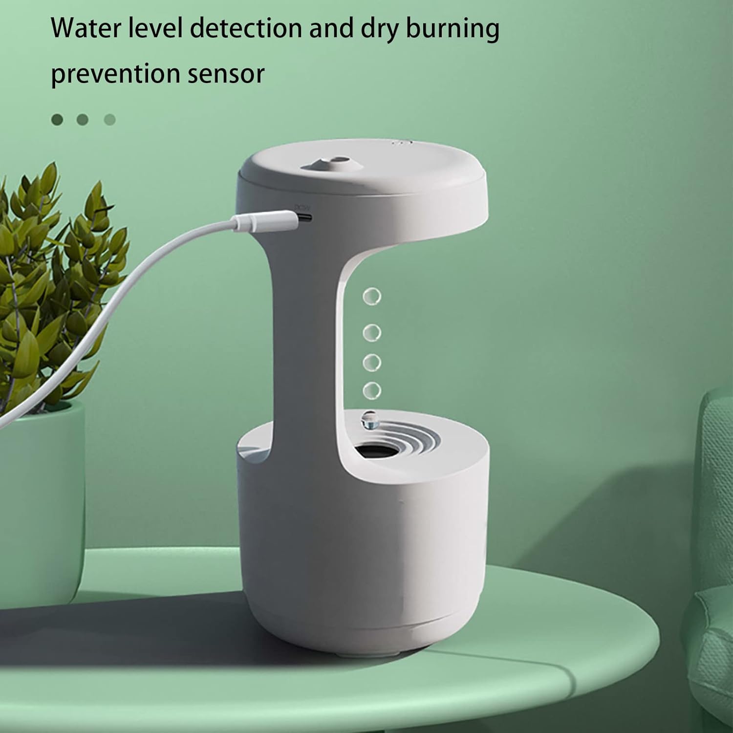 Cool Mist Humidifier - 800ml Anti-gravity Water Droplet Humidifier Bedroom Office Desktop Fog Visible USB Humidifier