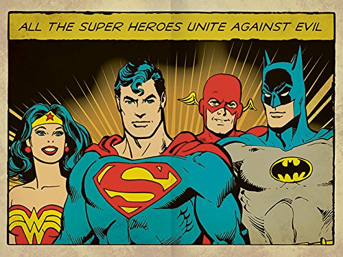 DC Comics "Heroes Unite Against Evil" Canvas Print, 60 x 80 cm