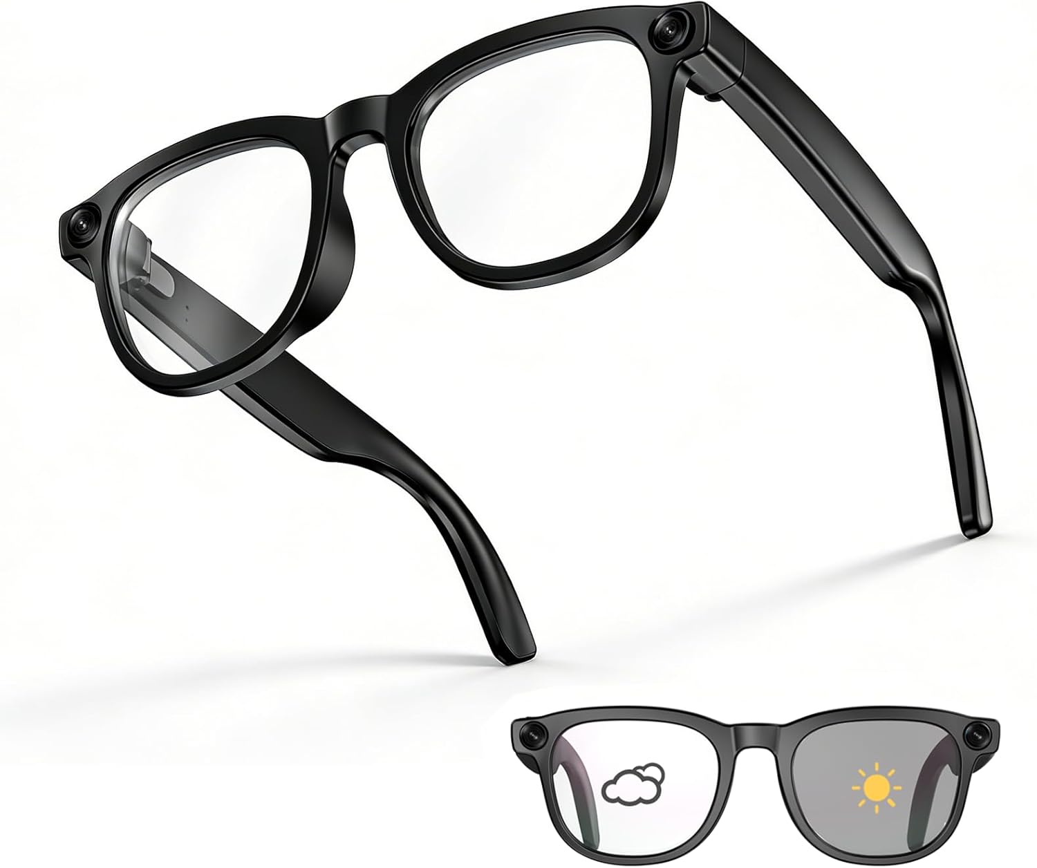 AI Sensible Glasses with Digital camera, Bluetooth Digital camera Glasses for Males Ladies, HD 1080P Video Recording, 32MP Photograph, TR90 Slender Body, Voice Assistant & Translation for Journey, Vlogging (Photochromic Lenses)