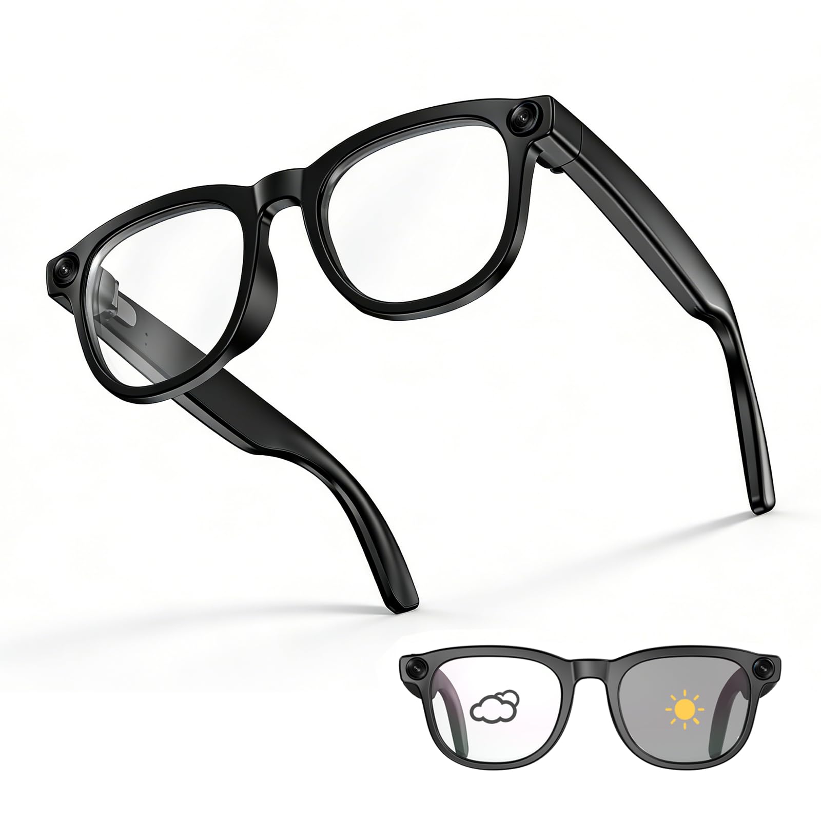AI Smart Glasses with Camera 8MP HD 1080P Video Recording Bluetooth Glasses for Men Momen TR90 Narrow Frame