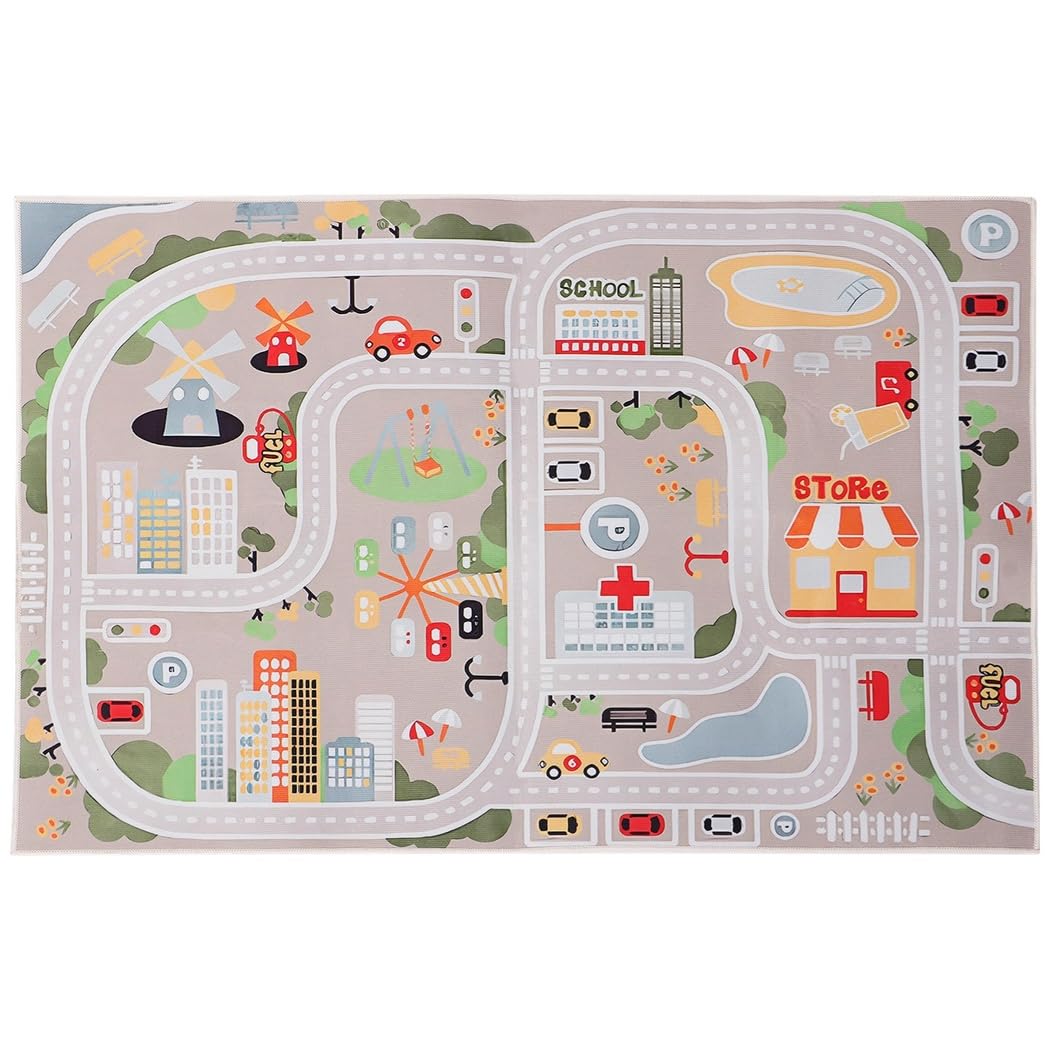 Alfombra infantil antideslizante lavable a máquina con mapa de viaje