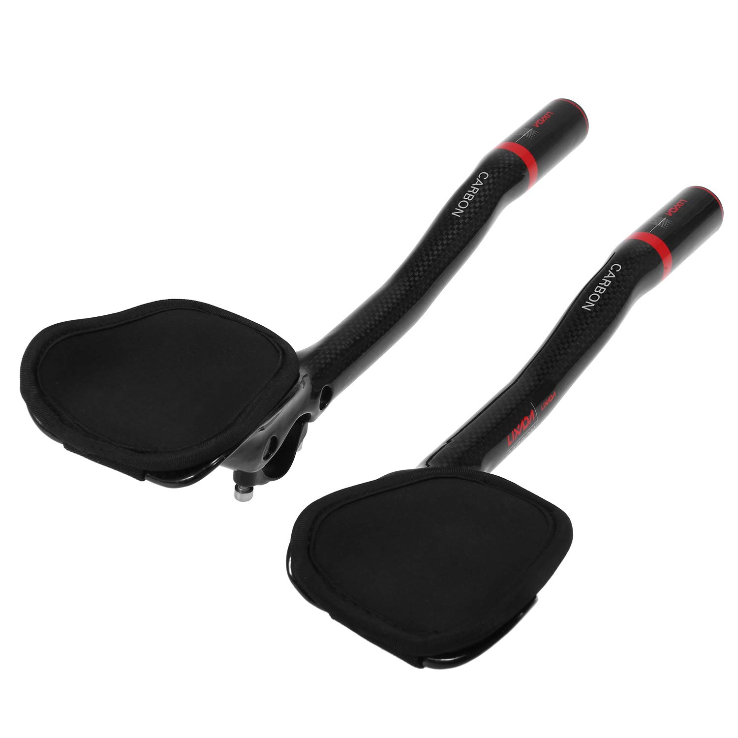 Kierownica rowerowa TT Aerobar z włókna węglowego 31,8 mm do jazdy na czas i triathlonu z wyjmowanymi podłokietnikami z gąbki - czerwony