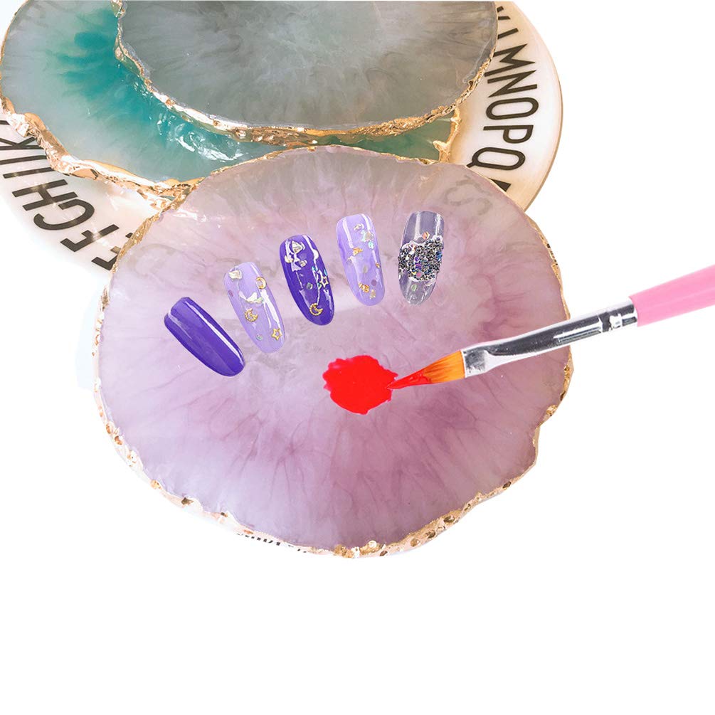 JASSINS Resin Nail Art Palette,Nail Art Painting Mixed Color Palette Gold Edge Nail Gel Color Makeup Display Board(Pink) : Beauty & Personal Care