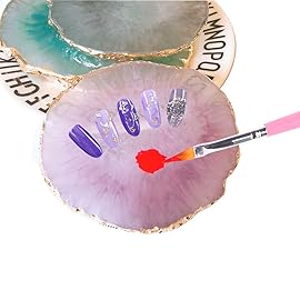 JASSINS Resin Nail Art Palette,Nail Art Painting Mixed Color Palette Gold Edge Nail Gel Color Makeup Display Board (Green)