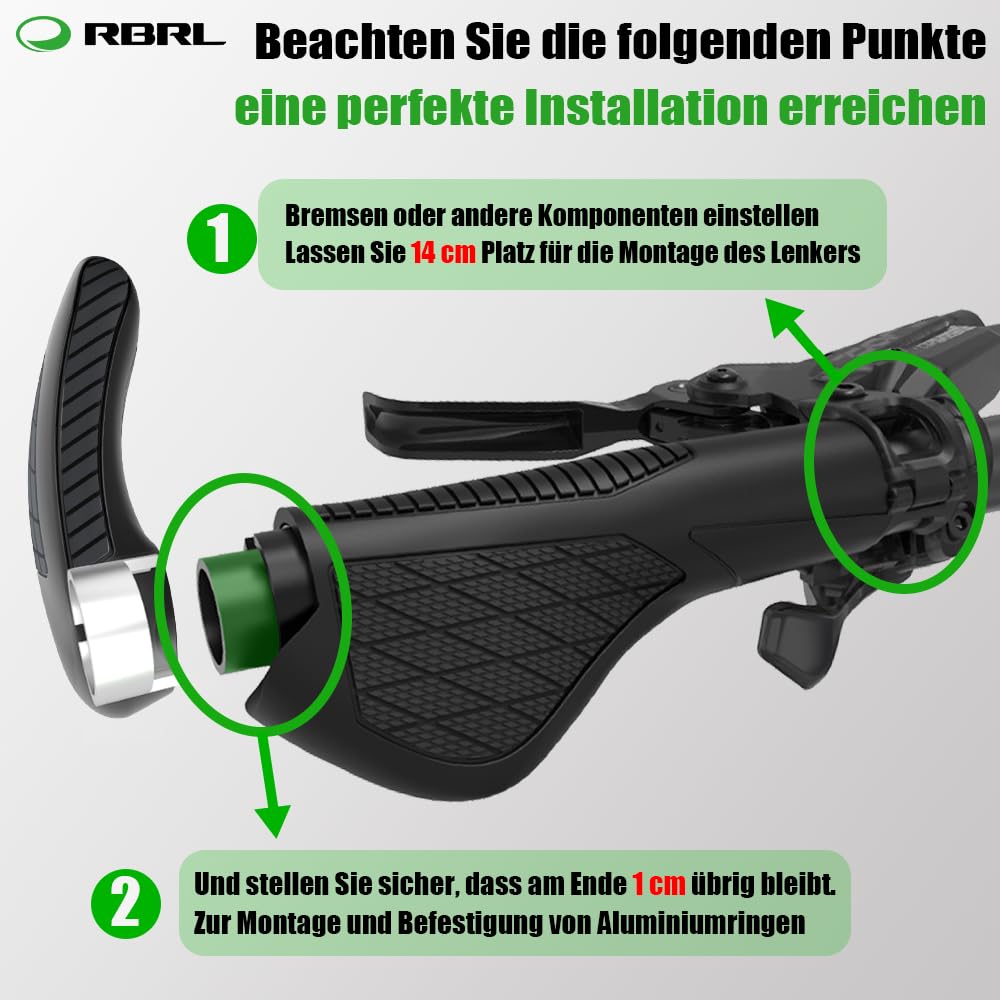 RBRL Fahrradgriffe 1 Paar, ergonomische Lenkergriffe besonders Gelenkschonend, rutschfeste Gummi Fahrrad Griff komfortable Stoßfest Handgriffe für Fahrrad/Mountainbike/Rennrad