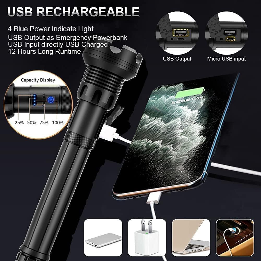 Lampe De Poche Tactique COB Rechargeable Torche Lumineuse Nouvelle G7w0
