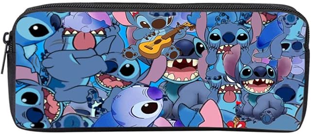Tryfansty Cartoon Pencil Case,Lilo & Stitch Pen Bag,Large-Capacity Pen Case with Zippers,Stationery Desk Organizer Teen Boys Girls Youth