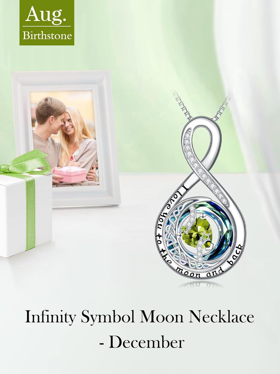 TOUPOP Birthstone Necklace for Women 925 Sterling Silver Moon and Star Pendant Necklaces I Love You to the Moon and Back Jewelry Anniversary Birthday Gifts for Her Wife Girlfriend Mom - Image 5