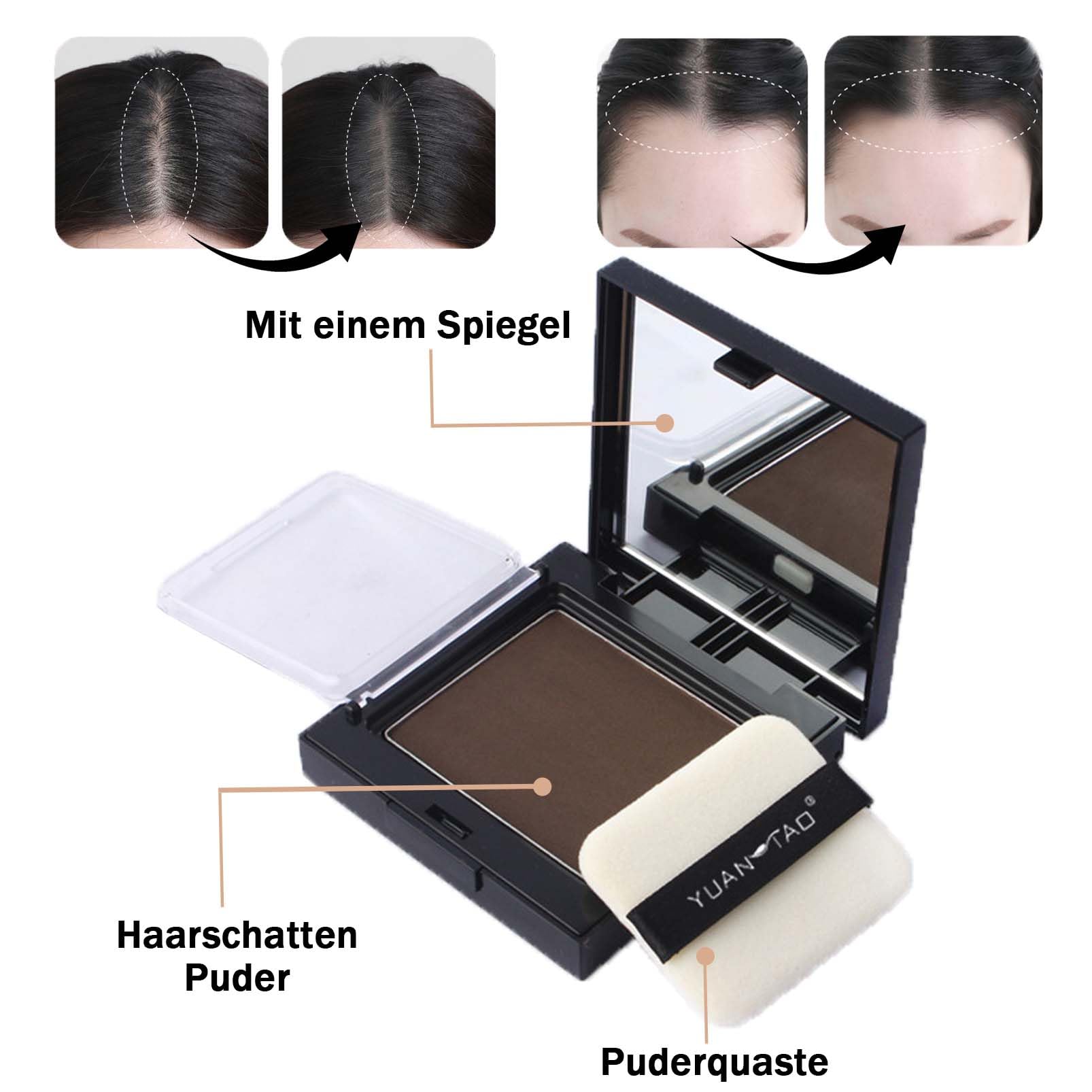 Puder do linii włosów, puder do zagęszczania włosów, puder do uzupełniania przerzedzających się włosów, puder do zagęszczania włosów, wodoodporny, szybkie nakładanie (kawowy)