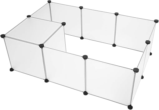 12 Panels Hamster Playpen, Transparent Plastic Pet Fence for Small Animals, DIY Expandable, Play Pen for Guinea Pigs, Rabbits, Hamsters, 28 x 56 x 14