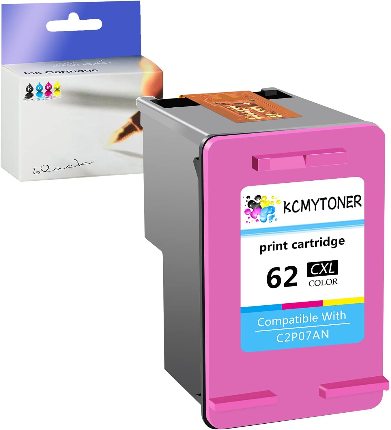 Remanufactured High Yield Ink Cartridge Replacement for HP 62 XL 62XL C2P07AN Compatible with Envy 5640 5642 5643 5644 5646 7640 7645 OfficeJet 200 250 5740 Printer (1 Pack, Tri-Color)