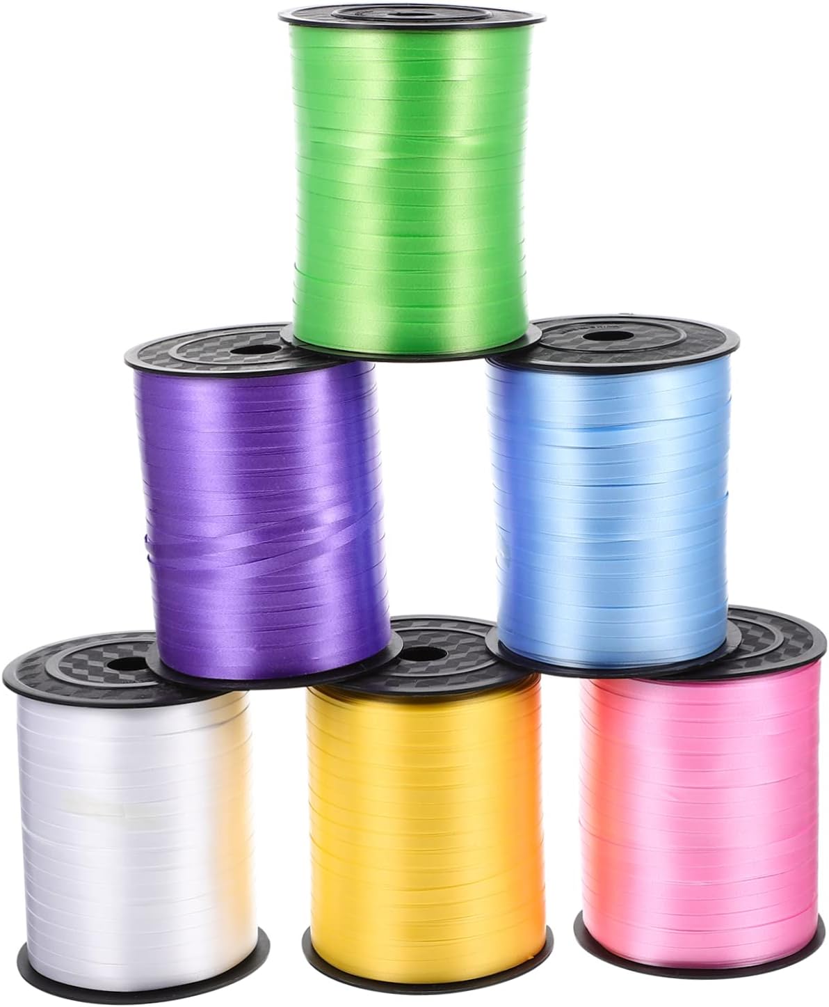 6rolls Curling Ribbon Multi-Color Strips for Balloon Binding Party Decoration for Wrapping Crafts Festive Events Lightweight