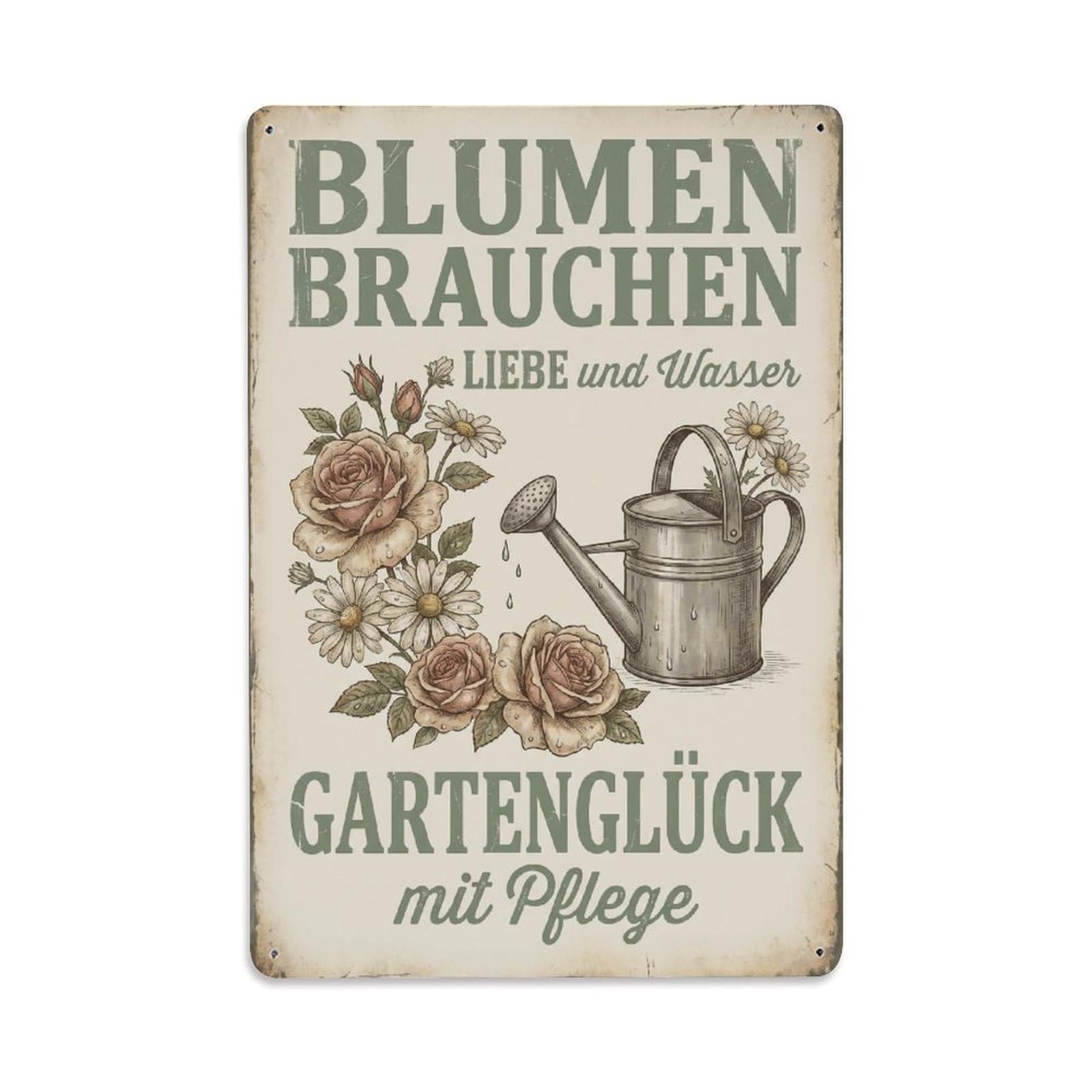 Vintage Funny Garden Flowers Need Love Rustic Gate Cultivate Metal Tin Sign