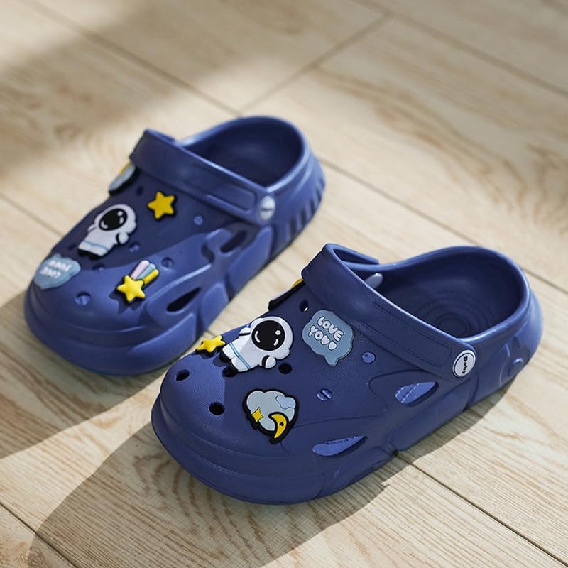 Summer Garden Shoes for Boys and Girls Unisex Pattern EVA Children's Shoes Lining Clog Kid Slippers Blue 34-35