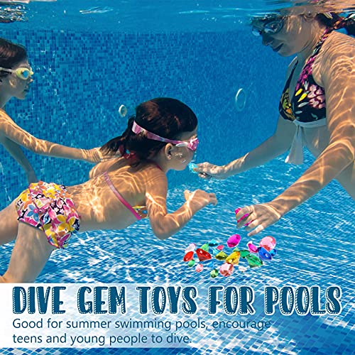 image for Skylety 24 Pieces Diving Gem Pool Toys Colorful Summer Swimming Gem Di