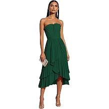 Strapless Short Bridesmaid Dresses for Women Satin Pleated Formal Dress Aline Wedding Guest Dress ZU167