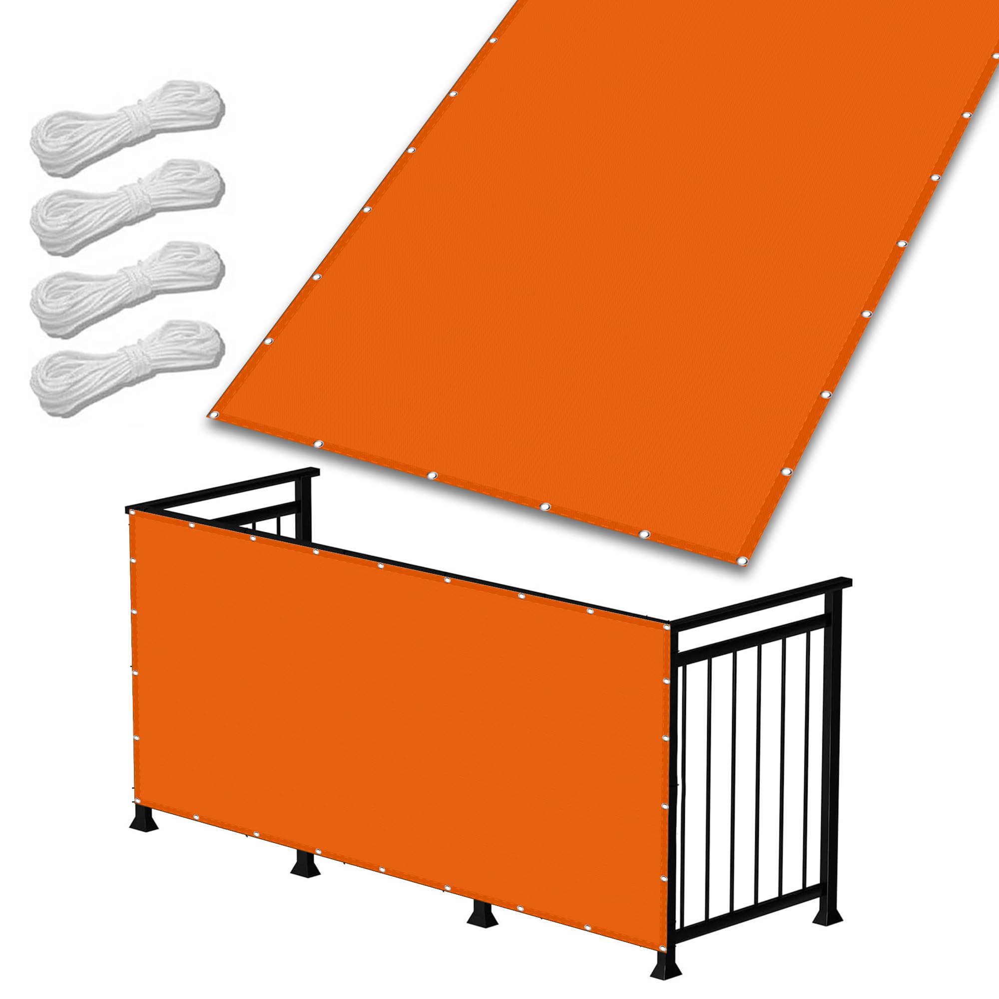 Voile d'ombrage rectangulaire 75 x 550 cm orange pour camping