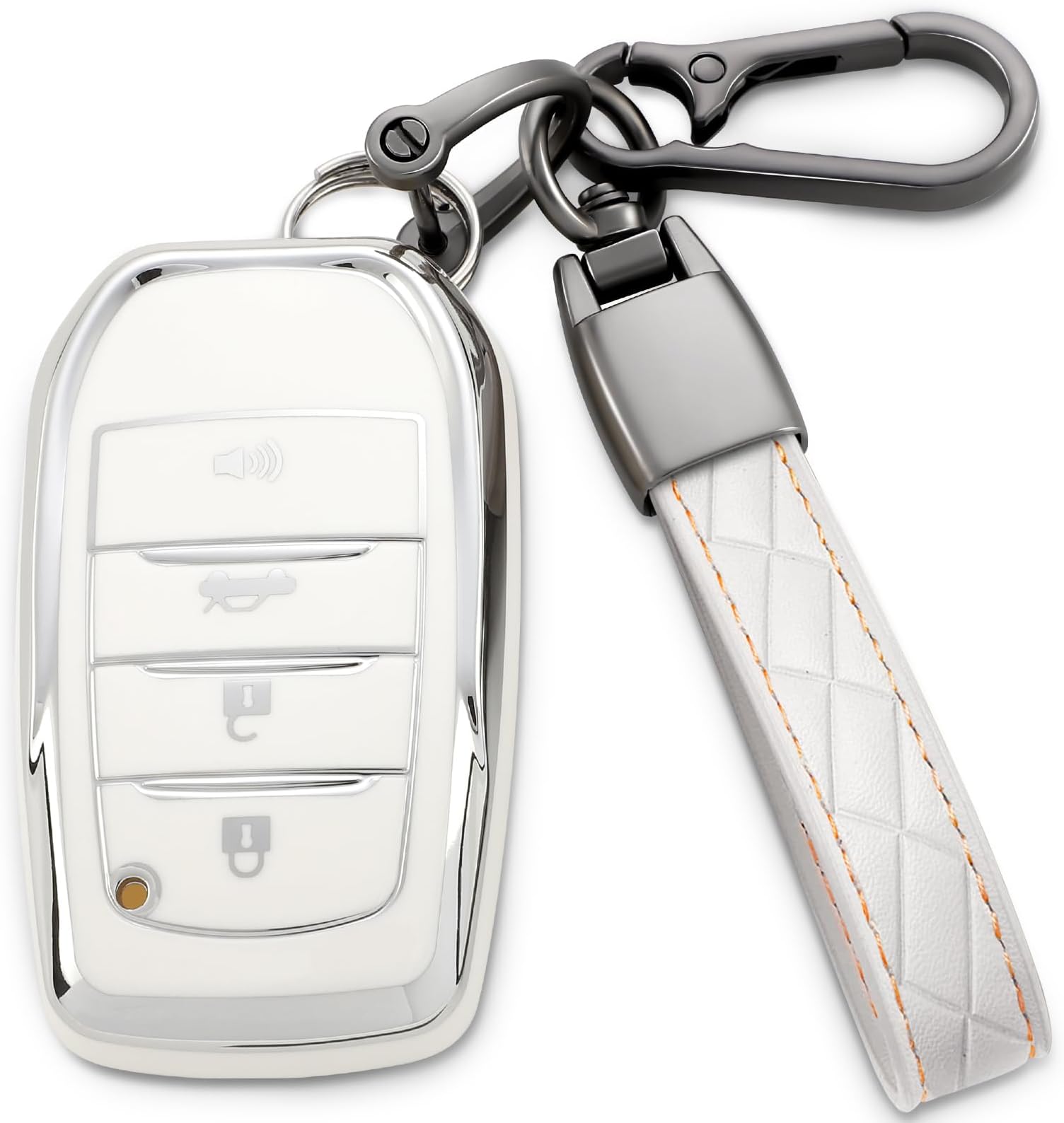 Hontumax Leather 3-Button Key Fob Cover For Toyota