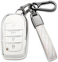 Vista 8 de para llavero Toyota, funda protectora de TPU suave con llavero de cuero para Venza 2019-2024, Grand Highlander, Land Cruiser, RAV4 Prime, Fortuner