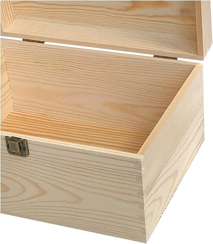 Miniatura 3 de 1 caja de madera sin terminar con tapa, caja de almacenamiento de madera para proyectos de arte de bricolaje (exterior 10.6 x 7.9 x 5.7 pulgadas,