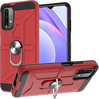 Caso de capa de telefone Caso para Redmi 9 Power/Nota 9 4G / Xiaomi. Poco-m3, Caso de montagem magnética da montagem do carro do kickstand do anel pesado do dedo para o Redmi 9 Power/Nota 9 4G / X