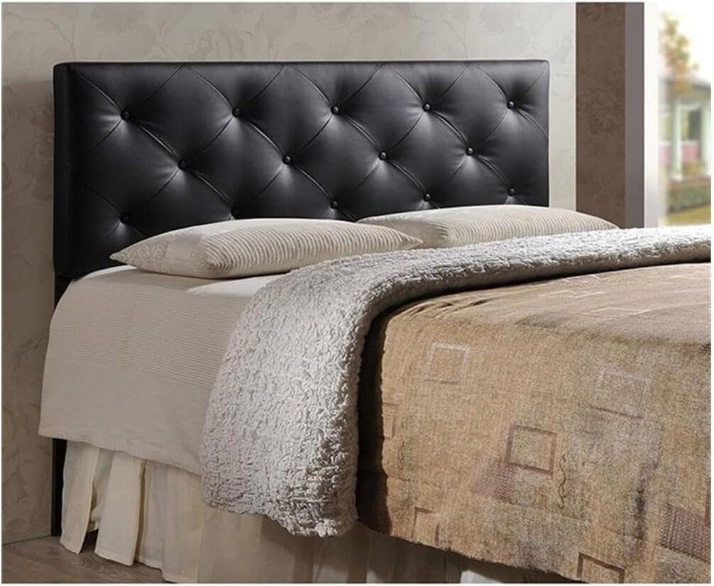 HomeStock Upholstered Headboard, Modern Bedroom Headboard, Faux Leather Headboard Black/King