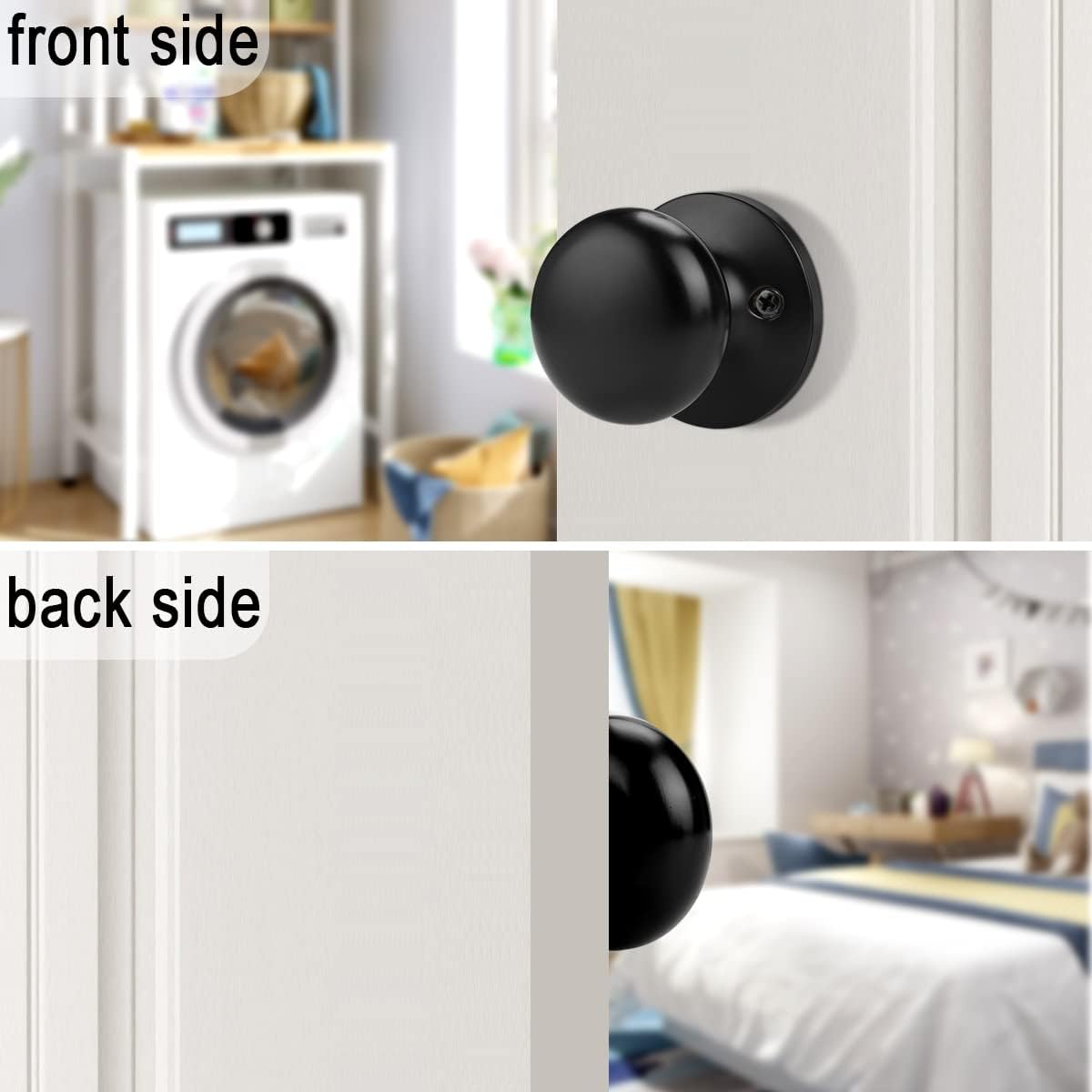 Probrico Half Dummy Door Knobs Sigle Side Door Knobs 6 Pack, Black Interior Door Handles Non-Turning Inactive Pulls for French Doors