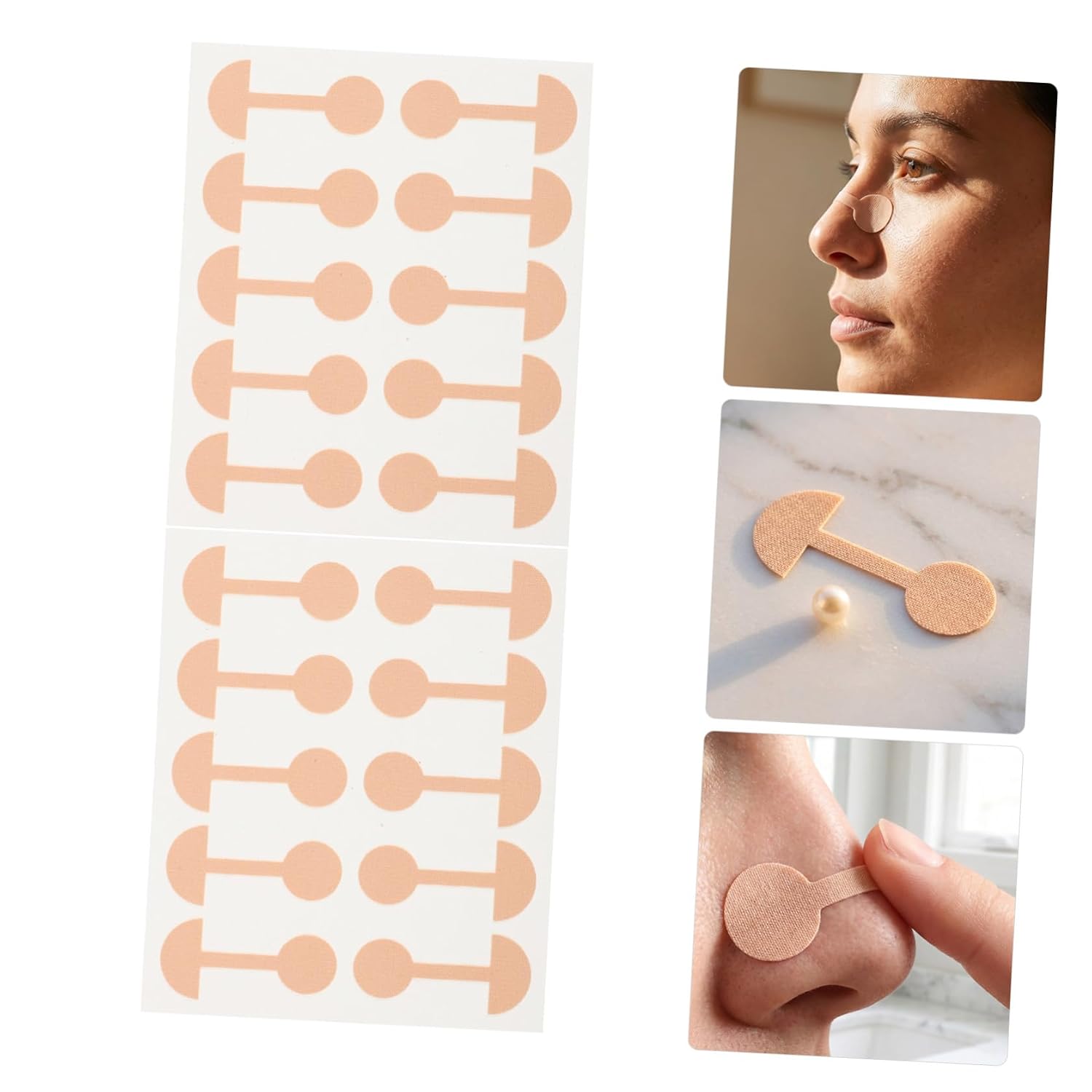 Nasal Wing Strips and Nose Tape for Women, Dumbbell Shaped Self-adhesive Elastic Nose Contour Patches, 50 Pieces for Nasal Reshaping and Wide Nostril Correction