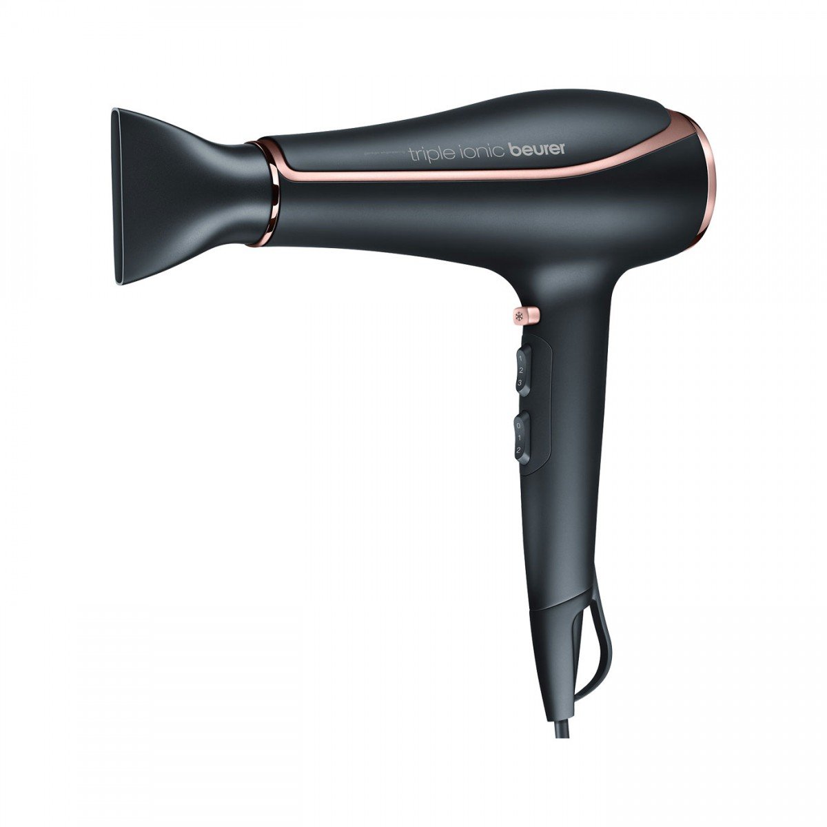 Beurer HC80 - Secador de pelo, 2200 W, motor AC profesional, color negro, detalles cromados