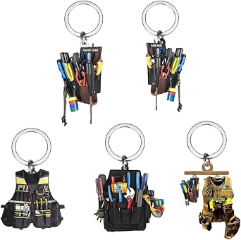 Vogast 5pcs Creative Acrylic Keychain Unique Electrician Tool Keyring Tool Bag Hanging Pendant Decoration for Women Men Charm