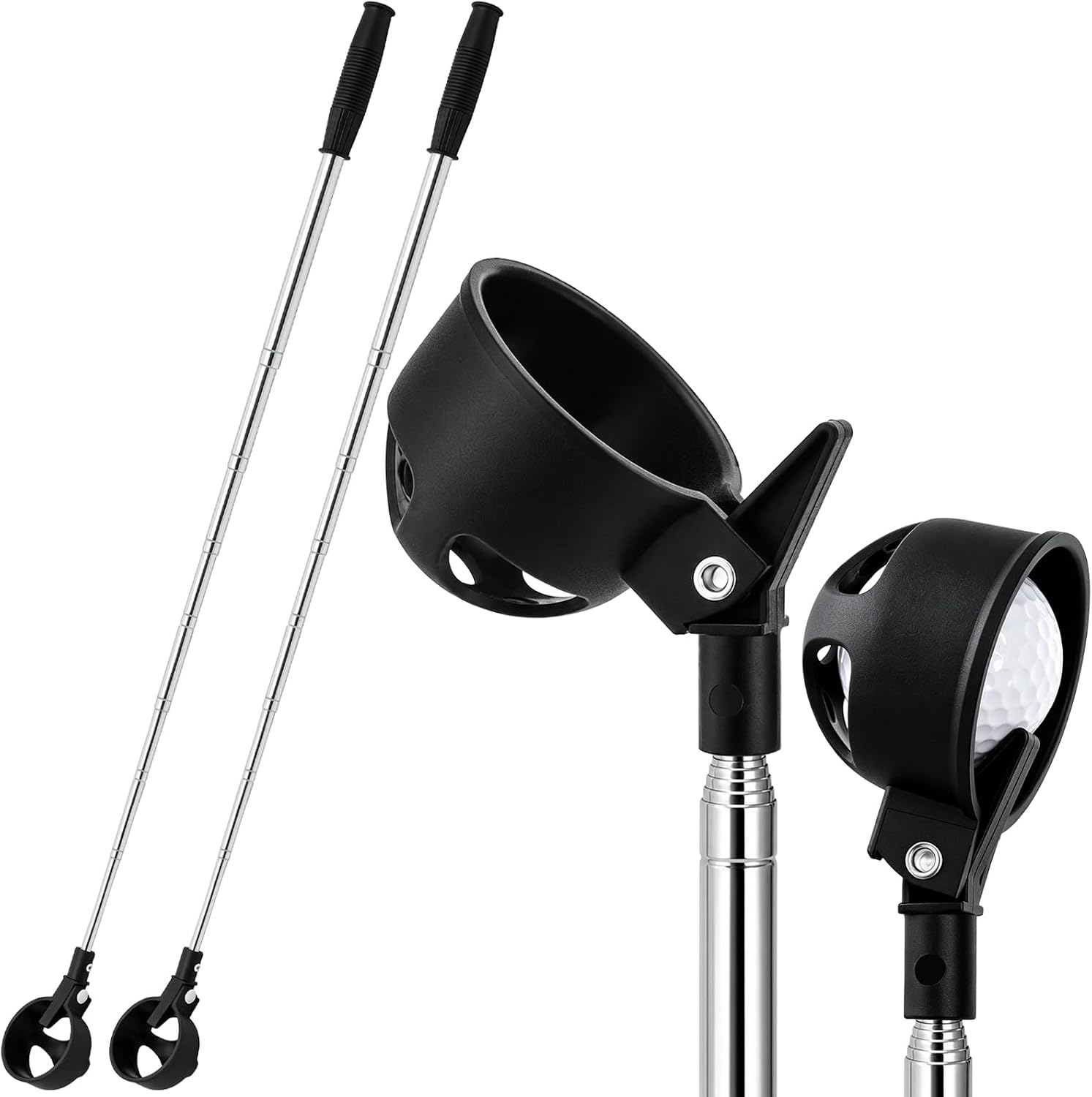 AVLA 2 Pack Golf Ball Retriever, Pro Auto-Lock Golf Ball Grabber Telescopic for Water, 6.7Ft Extendable Egg Grabber for Picking Eggs, Ball Picker Tool with Anti-Slip Handle for Water Lake Pond